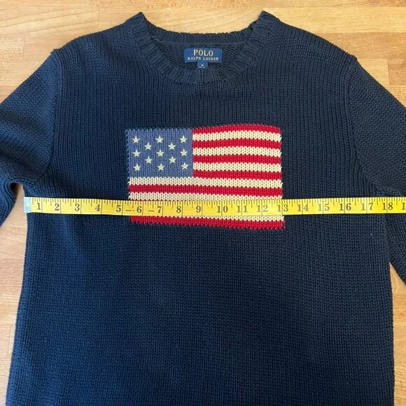 Ralph Lauren Navy Knit American Flag Sweater (S) 🇺🇸 - Picture 6 of 9